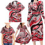 Custom NAIDOC Week 2024 Saints Family Matching Long Sleeve Bodycon Dress and Hawaiian Shirt Aboriginal Animals Keep The Fire Burning