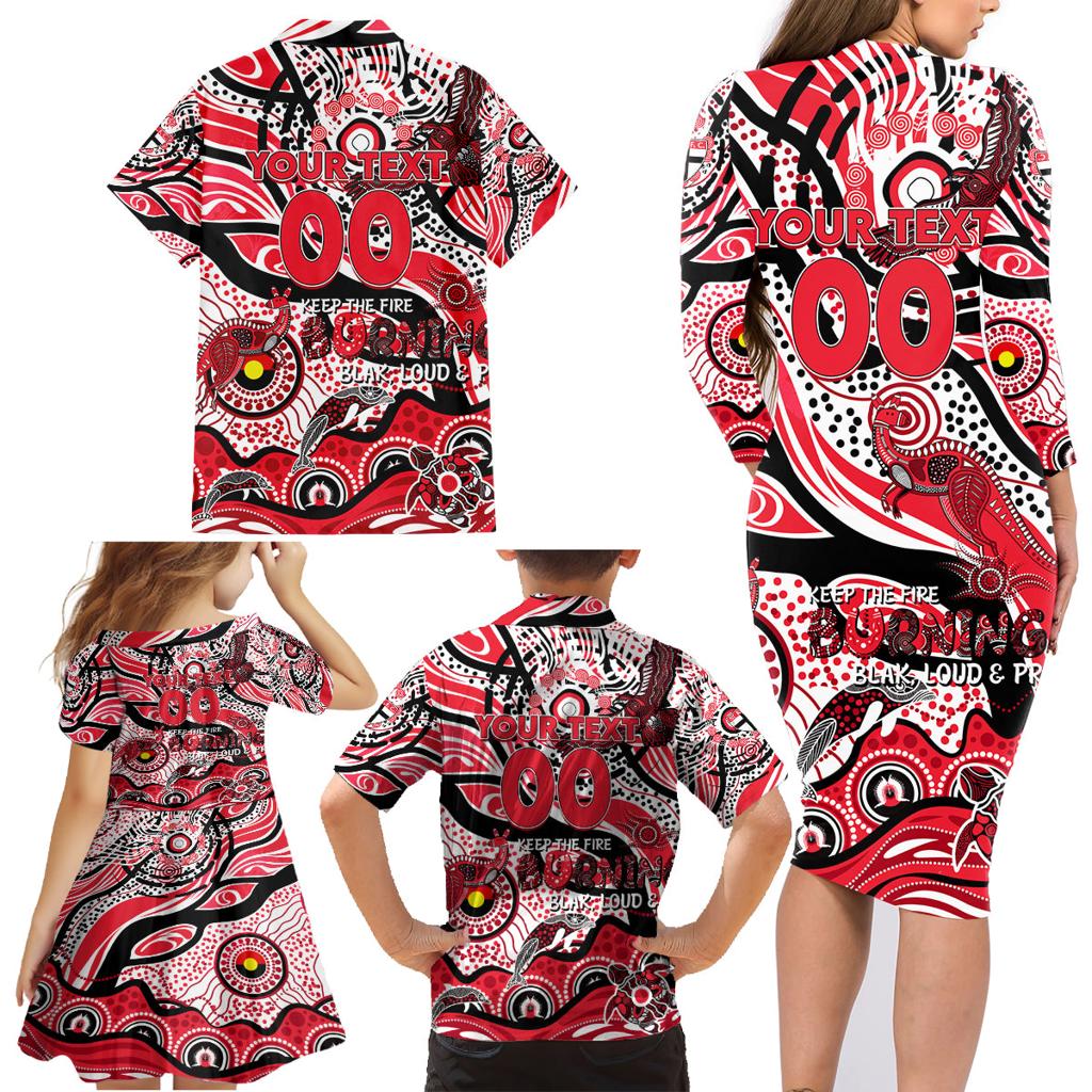 Custom NAIDOC Week 2024 Saints Family Matching Long Sleeve Bodycon Dress and Hawaiian Shirt Aboriginal Animals Keep The Fire Burning