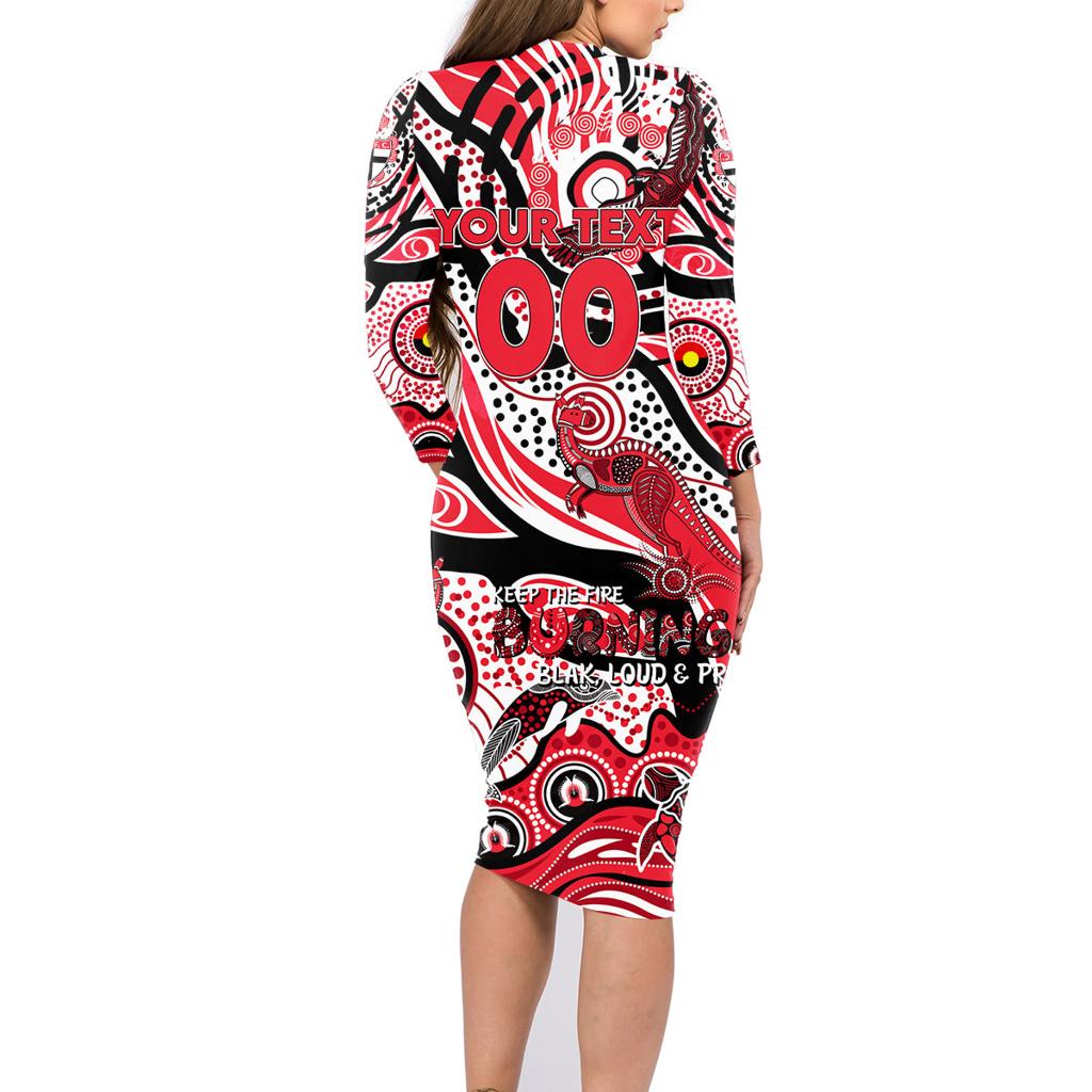 Custom NAIDOC Week 2024 Saints Family Matching Long Sleeve Bodycon Dress and Hawaiian Shirt Aboriginal Animals Keep The Fire Burning