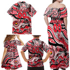Custom NAIDOC Week 2024 Saints Family Matching Off Shoulder Maxi Dress and Hawaiian Shirt Aboriginal Animals Keep The Fire Burning