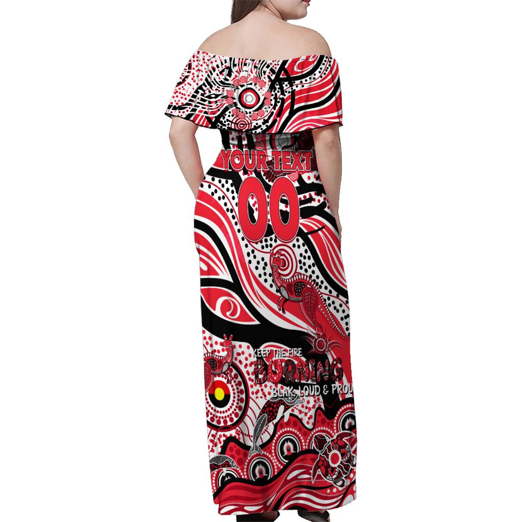 Custom NAIDOC Week 2024 Saints Family Matching Off Shoulder Maxi Dress and Hawaiian Shirt Aboriginal Animals Keep The Fire Burning