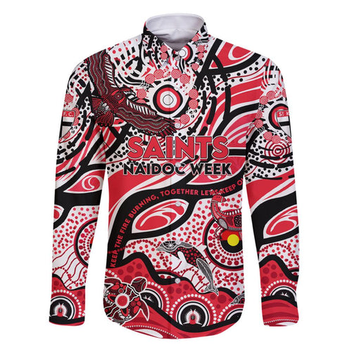 Custom NAIDOC Week 2024 Saints Family Matching Off Shoulder Short Dress and Hawaiian Shirt Aboriginal Animals Keep The Fire Burning