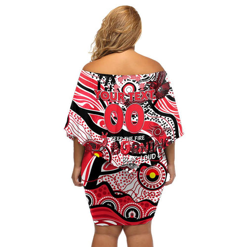 Custom NAIDOC Week 2024 Saints Family Matching Off Shoulder Short Dress and Hawaiian Shirt Aboriginal Animals Keep The Fire Burning