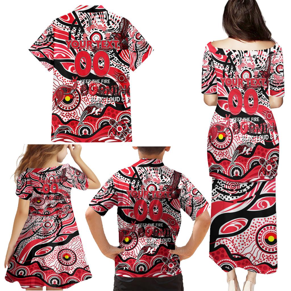Custom NAIDOC Week 2024 Saints Family Matching Puletasi and Hawaiian Shirt Aboriginal Animals Keep The Fire Burning