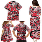 Custom NAIDOC Week 2024 Saints Family Matching Puletasi and Hawaiian Shirt Aboriginal Animals Keep The Fire Burning