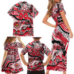 Custom NAIDOC Week 2024 Saints Family Matching Short Sleeve Bodycon Dress and Hawaiian Shirt Aboriginal Animals Keep The Fire Burning