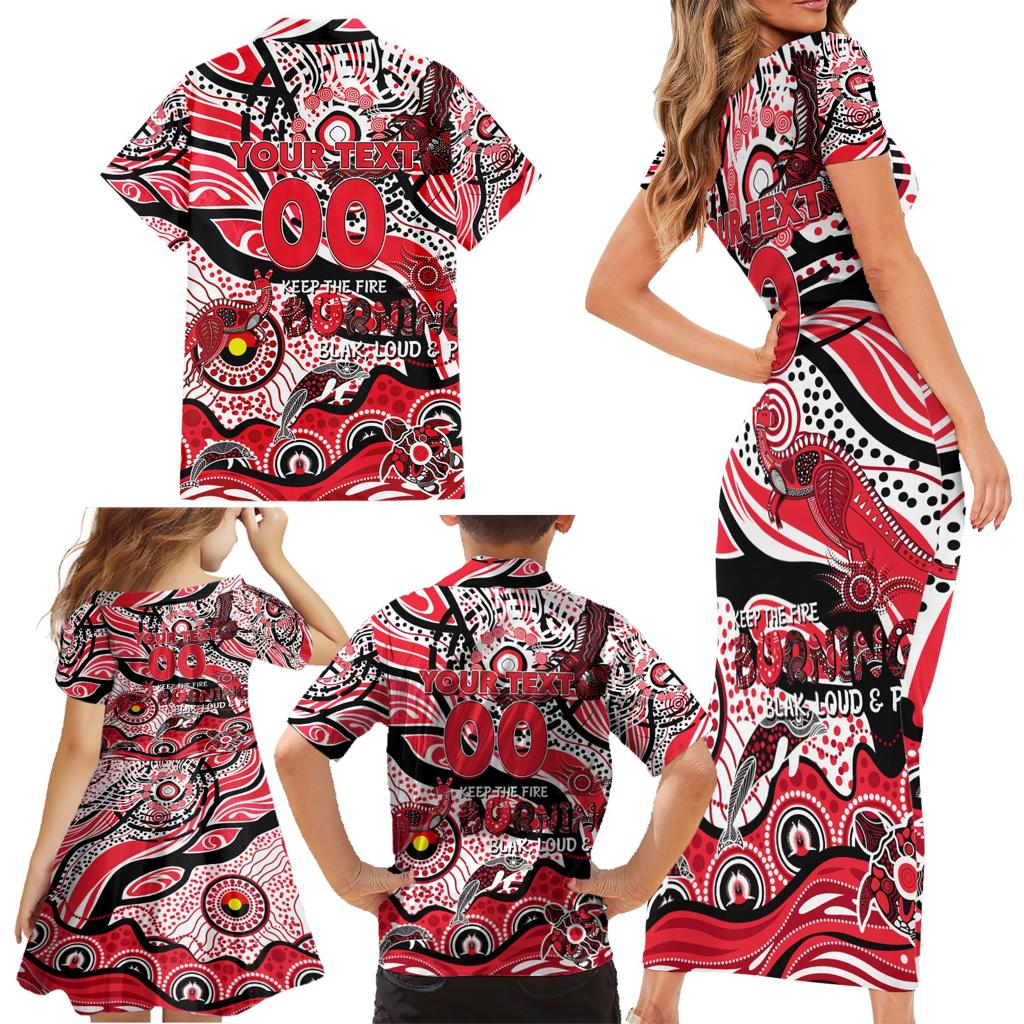 Custom NAIDOC Week 2024 Saints Family Matching Short Sleeve Bodycon Dress and Hawaiian Shirt Aboriginal Animals Keep The Fire Burning
