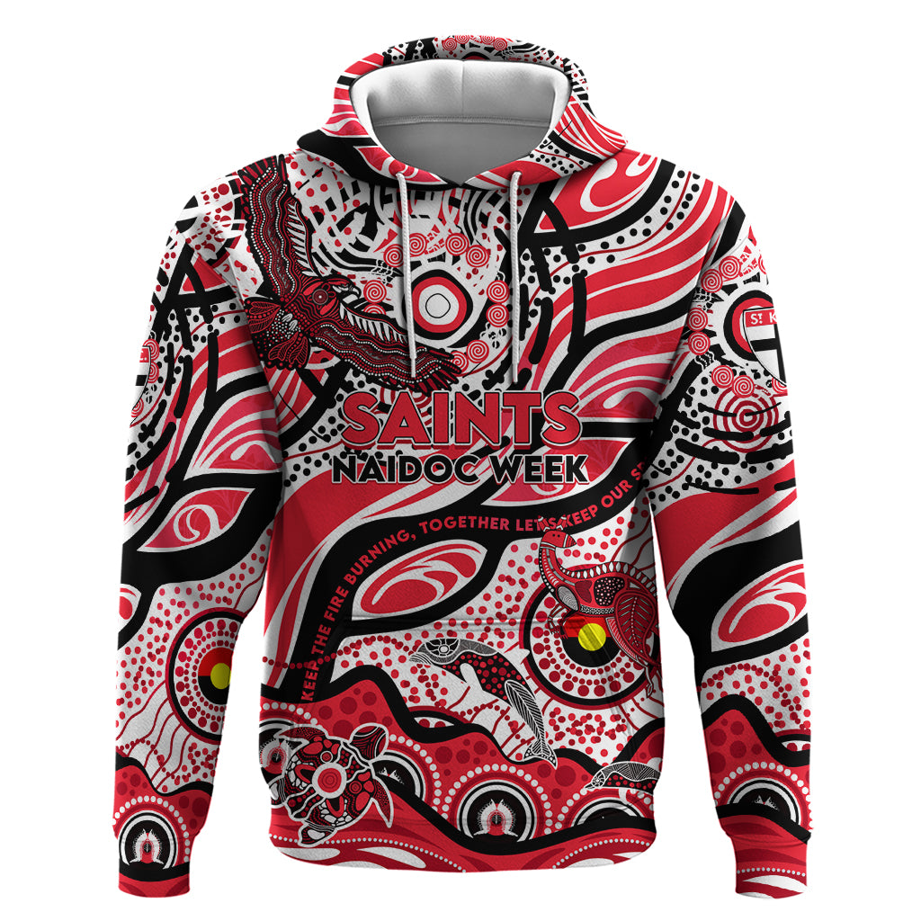 Custom NAIDOC Week 2024 Saints Hoodie Aboriginal Animals Keep The Fire Burning