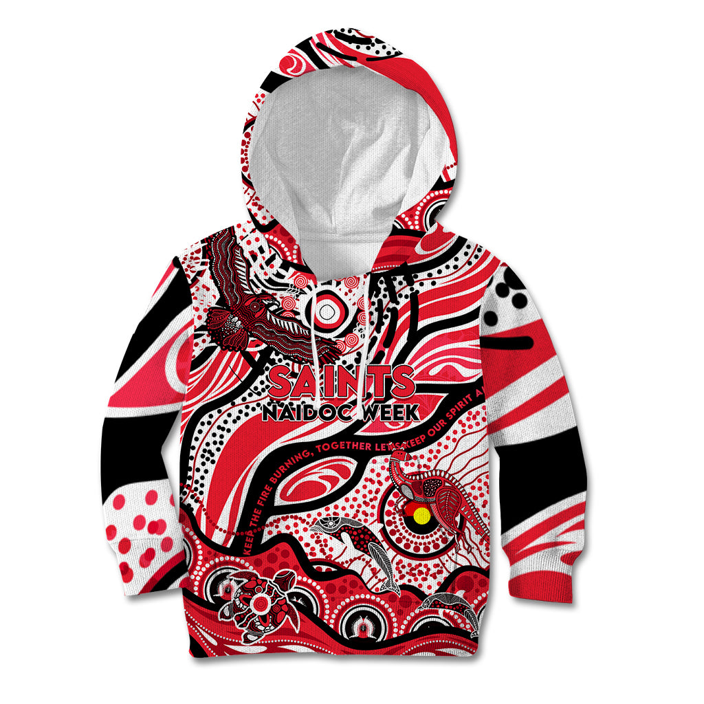 Custom NAIDOC Week 2024 Saints Kid Hoodie Aboriginal Animals Keep The Fire Burning