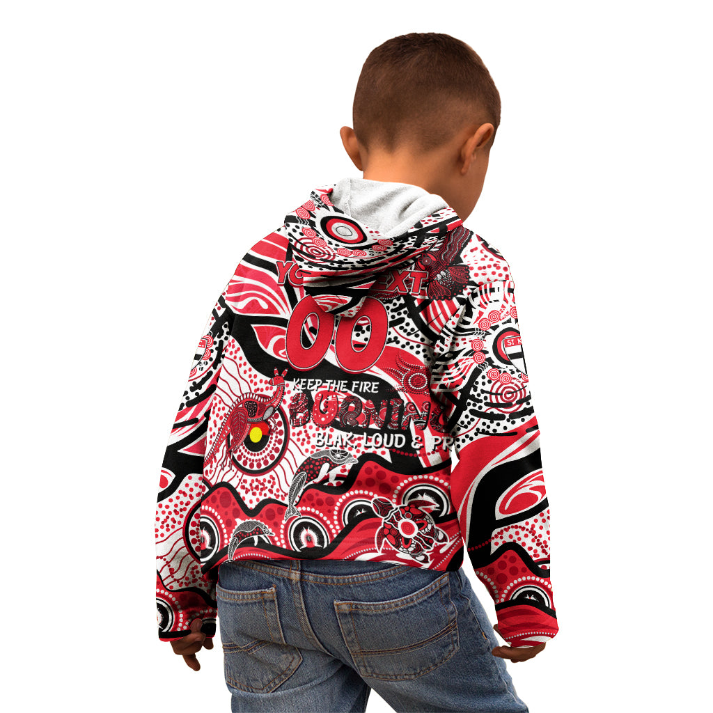 Custom NAIDOC Week 2024 Saints Kid Hoodie Aboriginal Animals Keep The Fire Burning