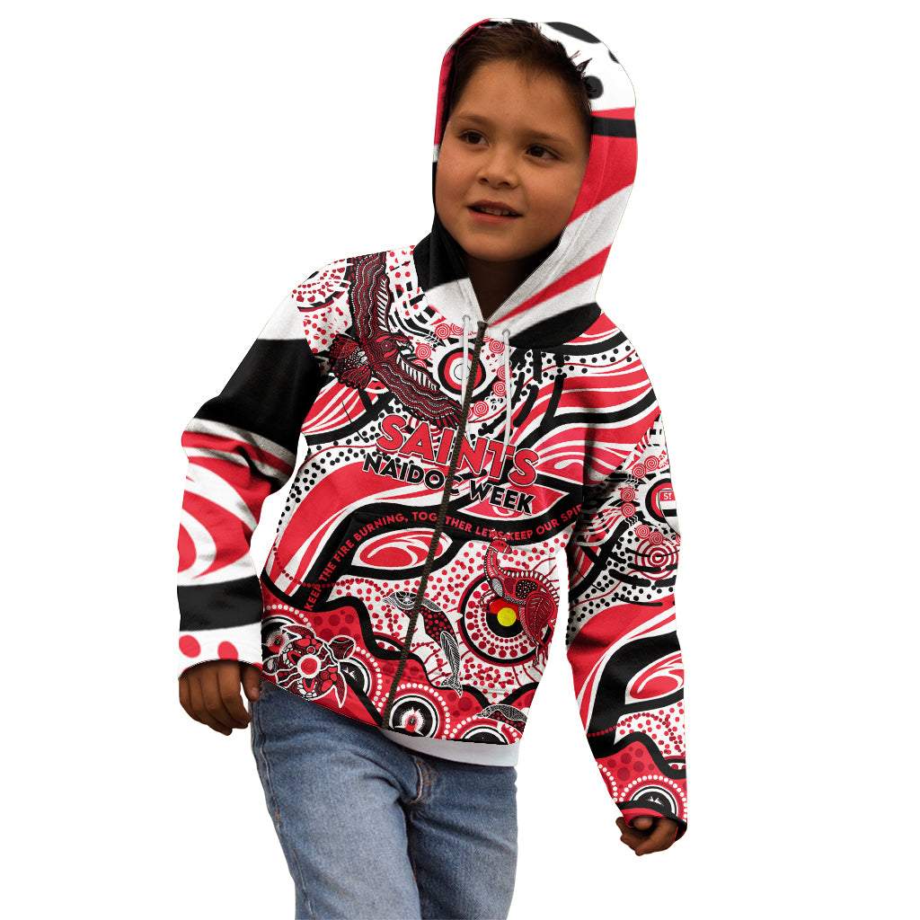 Custom NAIDOC Week 2024 Saints Kid Hoodie Aboriginal Animals Keep The Fire Burning