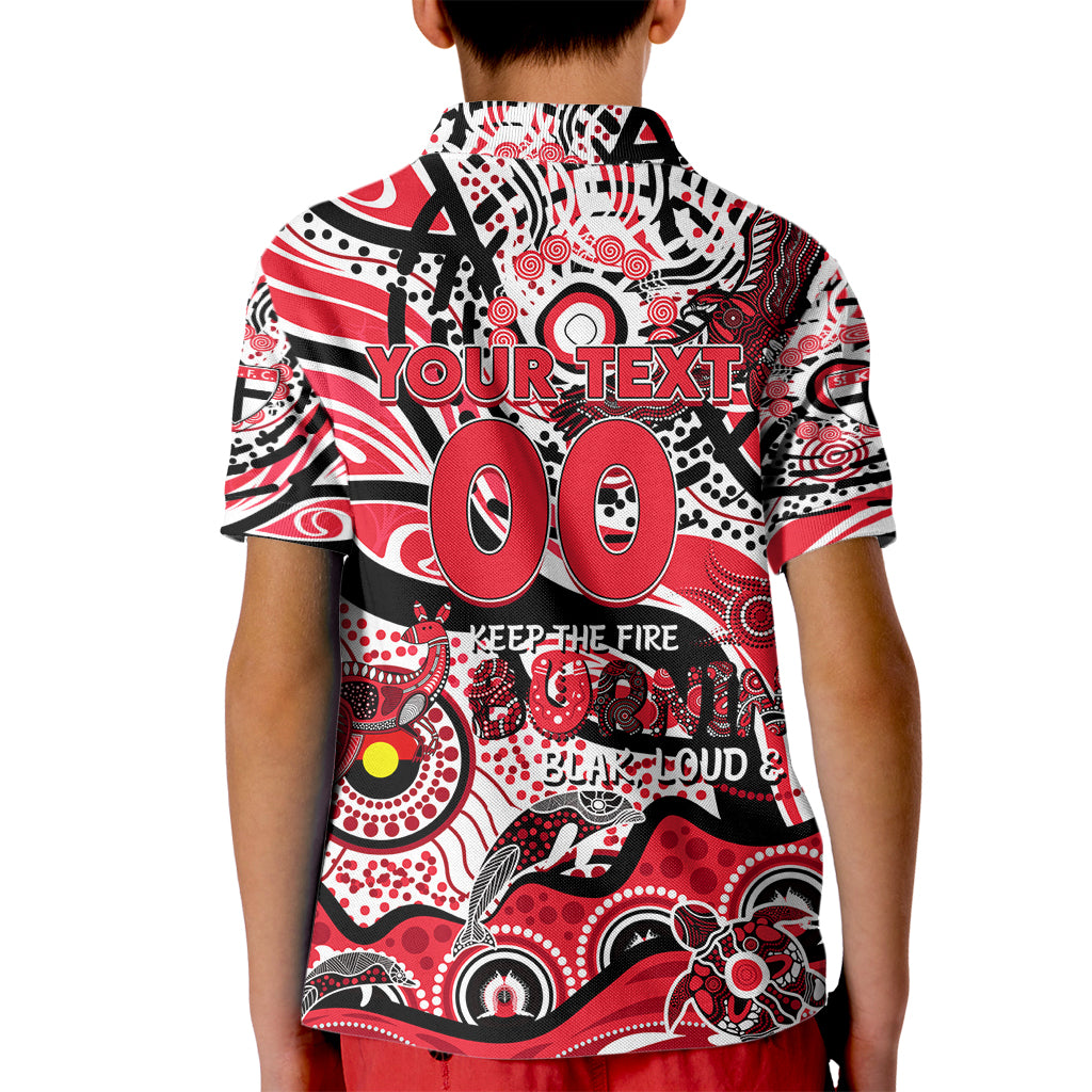 Custom NAIDOC Week 2024 Saints Kid Polo Shirt Aboriginal Animals Keep The Fire Burning
