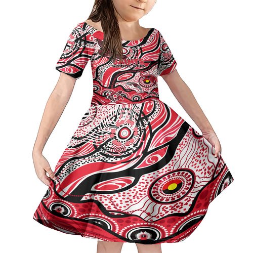 Custom NAIDOC Week 2024 Saints Kid Short Sleeve Dress Aboriginal Animals Keep The Fire Burning