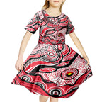Custom NAIDOC Week 2024 Saints Kid Short Sleeve Dress Aboriginal Animals Keep The Fire Burning