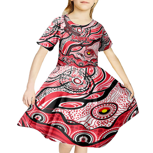 Custom NAIDOC Week 2024 Saints Kid Short Sleeve Dress Aboriginal Animals Keep The Fire Burning