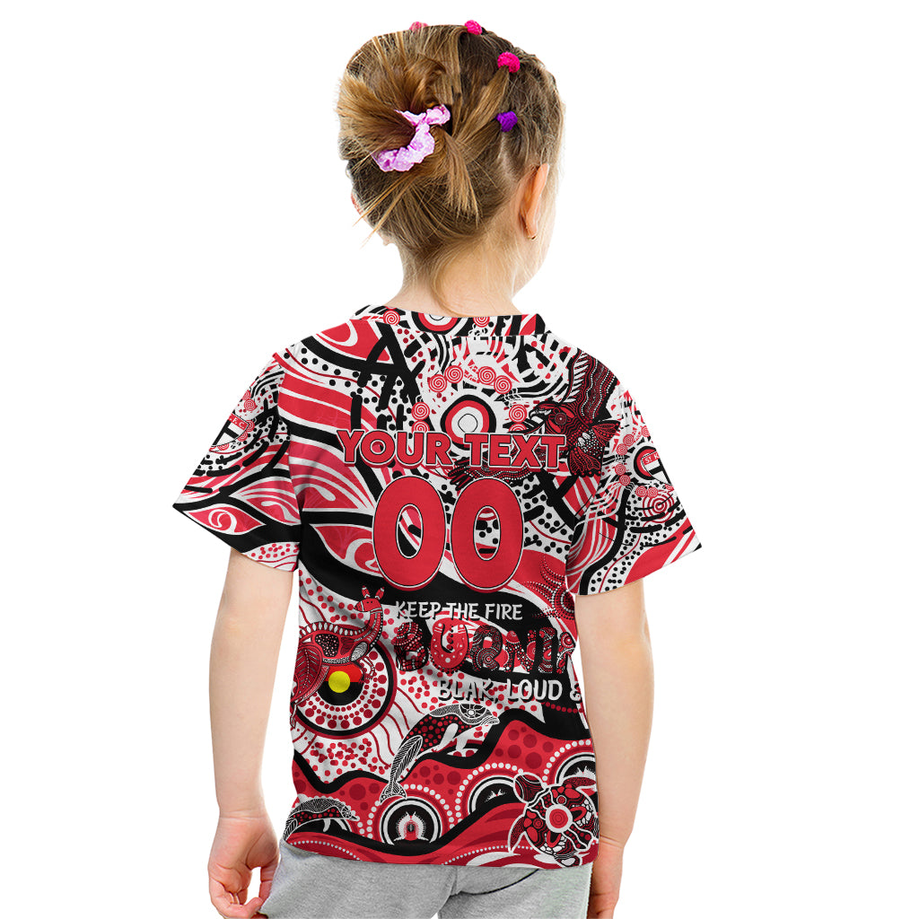 Custom NAIDOC Week 2024 Saints Kid T Shirt Aboriginal Animals Keep The Fire Burning