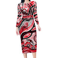 Custom NAIDOC Week 2024 Saints Long Sleeve Bodycon Dress Aboriginal Animals Keep The Fire Burning