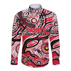 Custom NAIDOC Week 2024 Saints Long Sleeve Button Shirt Aboriginal Animals Keep The Fire Burning