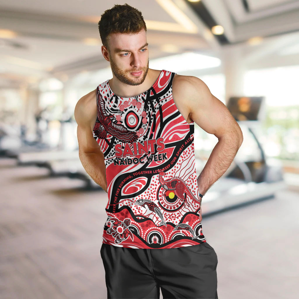 Custom NAIDOC Week 2024 Saints Men Tank Top Aboriginal Animals Keep The Fire Burning