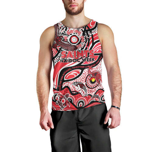 Custom NAIDOC Week 2024 Saints Men Tank Top Aboriginal Animals Keep The Fire Burning