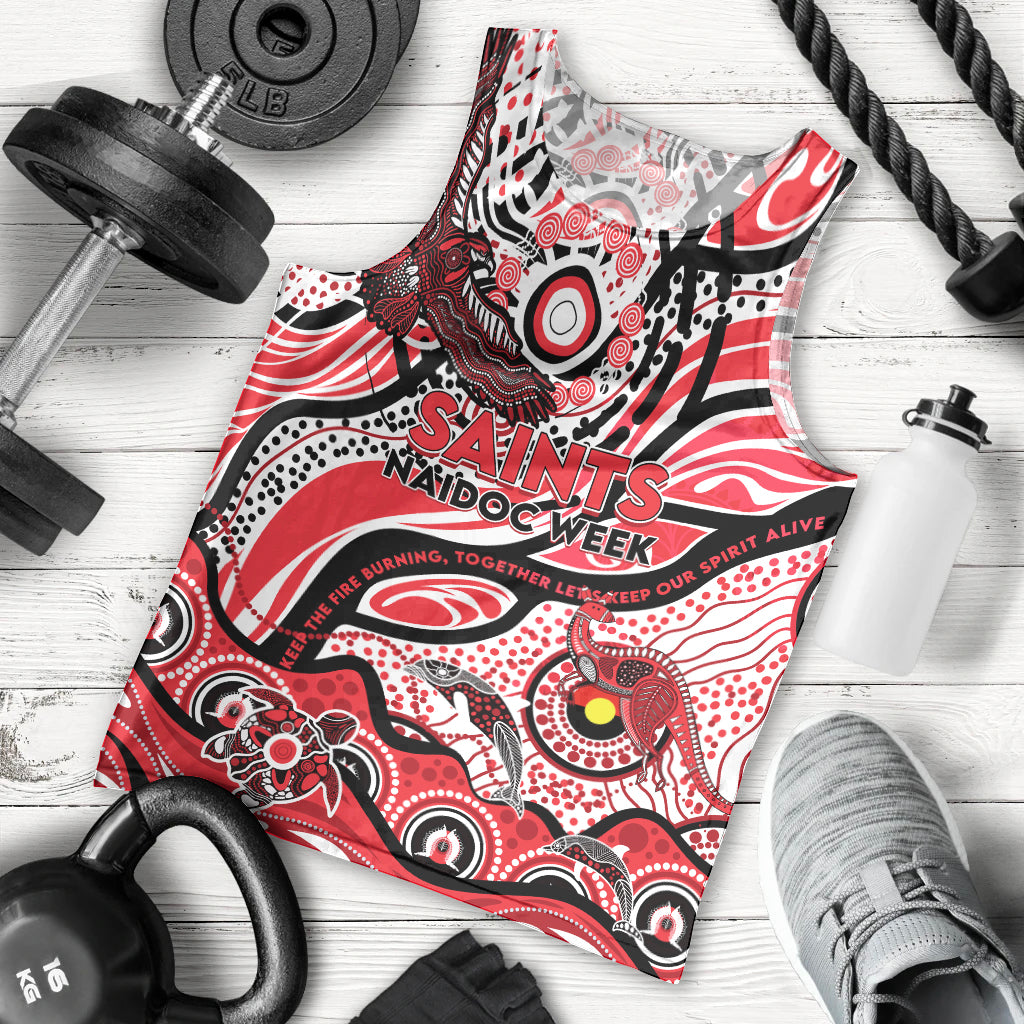 Custom NAIDOC Week 2024 Saints Men Tank Top Aboriginal Animals Keep The Fire Burning