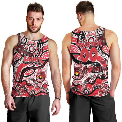 Custom NAIDOC Week 2024 Saints Men Tank Top Aboriginal Animals Keep The Fire Burning