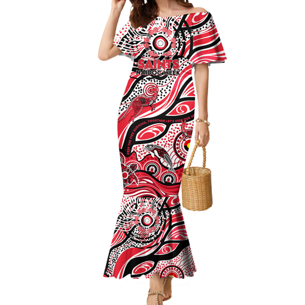 Custom NAIDOC Week 2024 Saints Mermaid Dress Aboriginal Animals Keep The Fire Burning