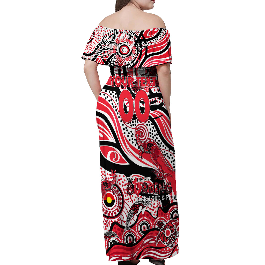 Custom NAIDOC Week 2024 Saints Off Shoulder Maxi Dress Aboriginal Animals Keep The Fire Burning