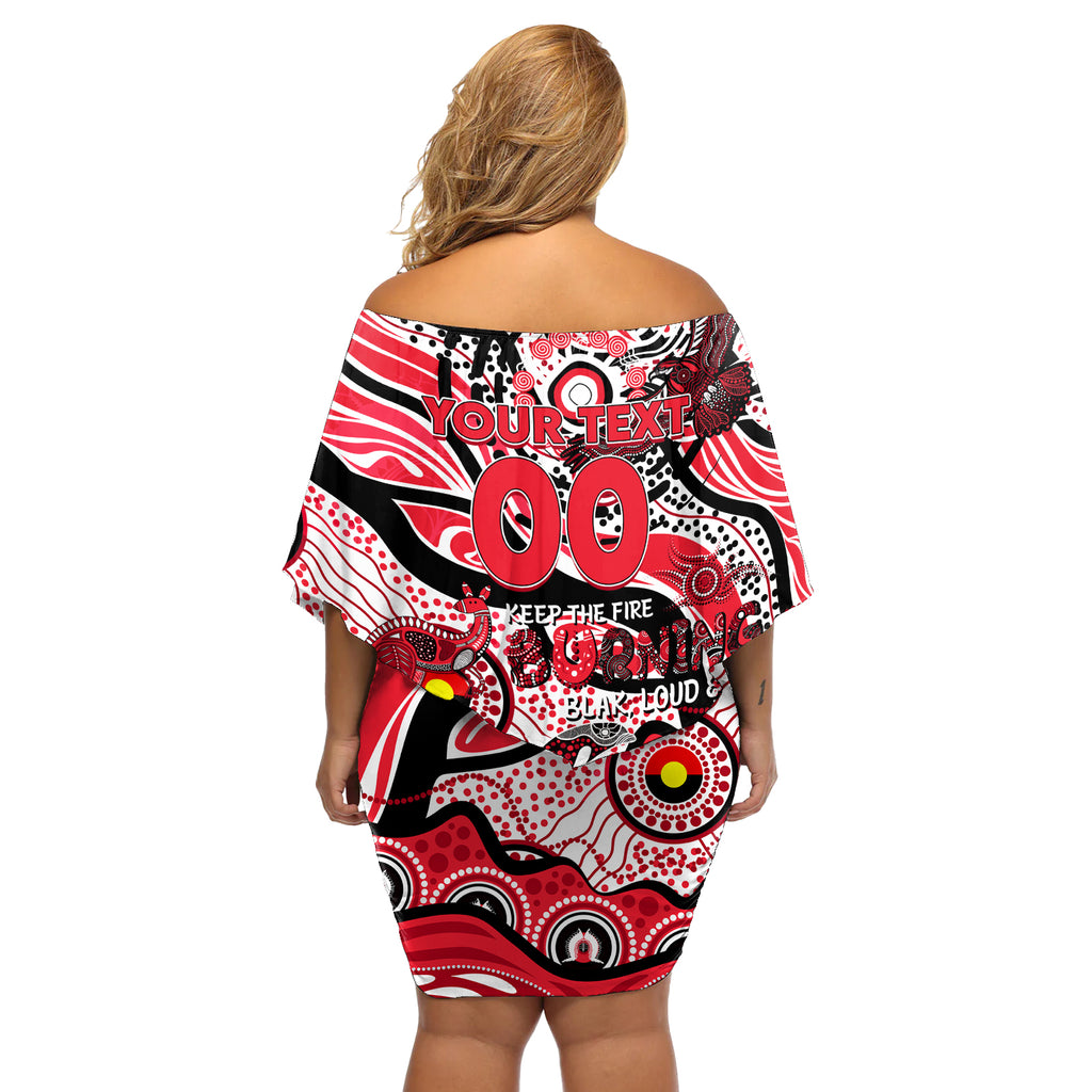 Custom NAIDOC Week 2024 Saints Off Shoulder Short Dress Aboriginal Animals Keep The Fire Burning