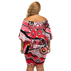 Custom NAIDOC Week 2024 Saints Off Shoulder Short Dress Aboriginal Animals Keep The Fire Burning