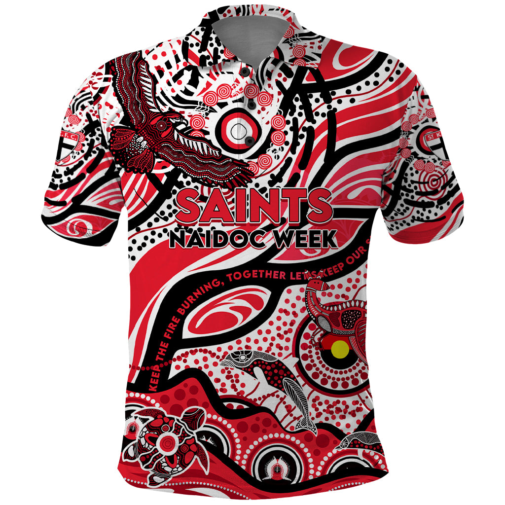 Custom NAIDOC Week 2024 Saints Polo Shirt Aboriginal Animals Keep The Fire Burning