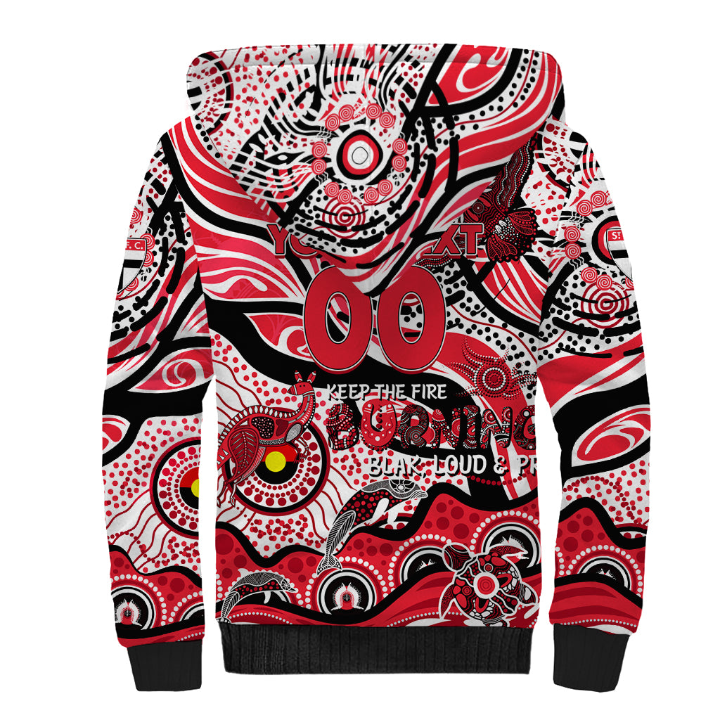 Custom NAIDOC Week 2024 Saints Sherpa Hoodie Aboriginal Animals Keep The Fire Burning