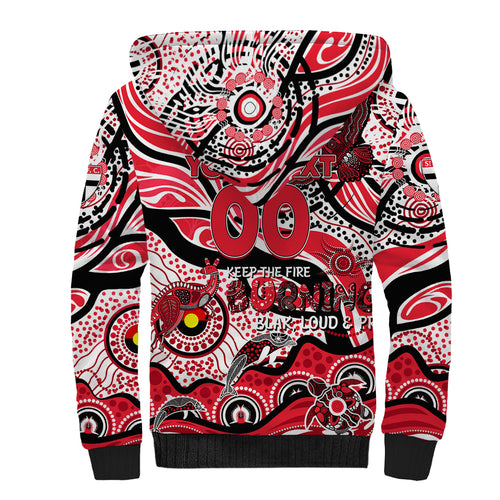 Custom NAIDOC Week 2024 Saints Sherpa Hoodie Aboriginal Animals Keep The Fire Burning
