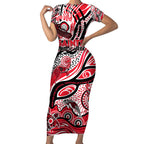 Custom NAIDOC Week 2024 Saints Short Sleeve Bodycon Dress Aboriginal Animals Keep The Fire Burning