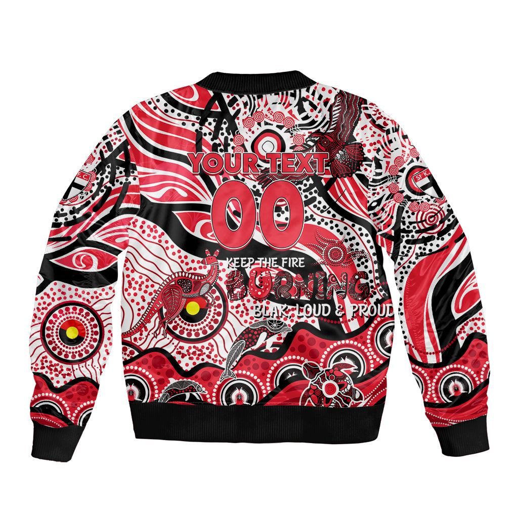 Custom NAIDOC Week 2024 Saints Sleeve Zip Bomber Jacket Aboriginal Animals Keep The Fire Burning