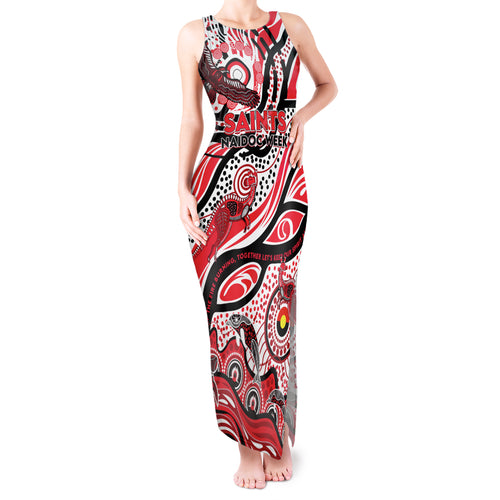 Custom NAIDOC Week 2024 Saints Tank Maxi Dress Aboriginal Animals Keep The Fire Burning