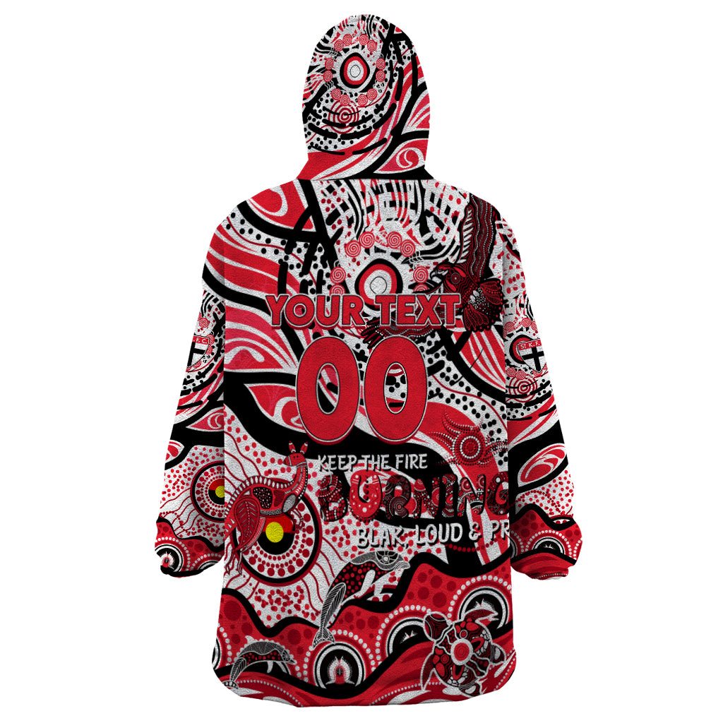 Custom NAIDOC Week 2024 Saints Wearable Blanket Hoodie Aboriginal Animals Keep The Fire Burning