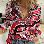 Custom NAIDOC Week 2024 Saints Women Casual Shirt Aboriginal Animals Keep The Fire Burning
