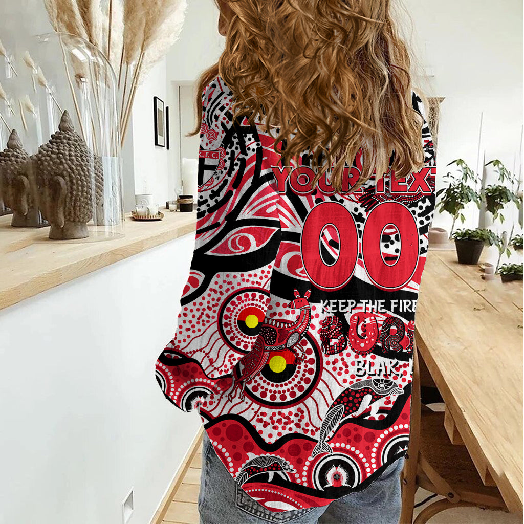 Custom NAIDOC Week 2024 Saints Women Casual Shirt Aboriginal Animals Keep The Fire Burning