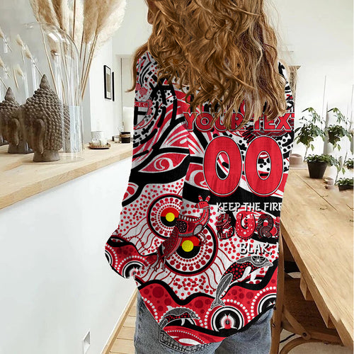 Custom NAIDOC Week 2024 Saints Women Casual Shirt Aboriginal Animals Keep The Fire Burning