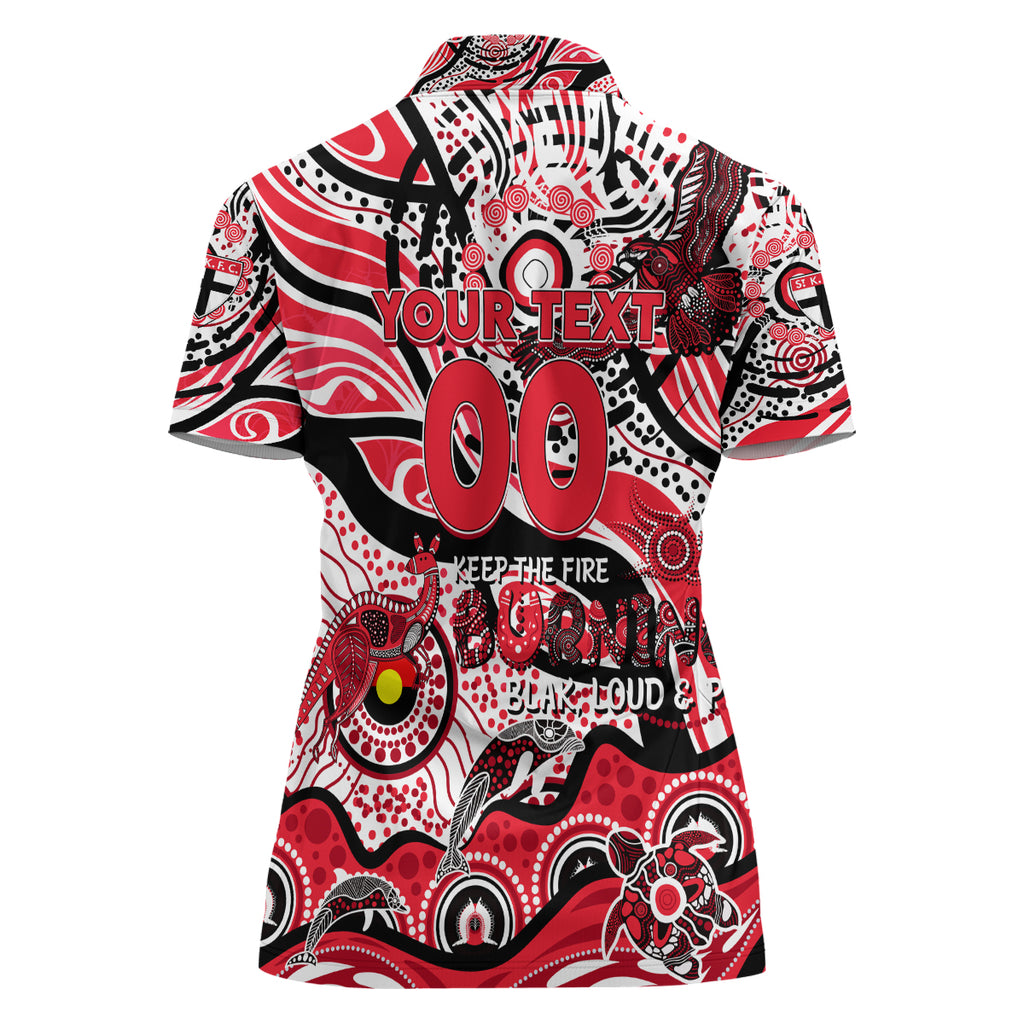 Custom NAIDOC Week 2024 Saints Women Polo Shirt Aboriginal Animals Keep The Fire Burning