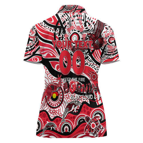 Custom NAIDOC Week 2024 Saints Women Polo Shirt Aboriginal Animals Keep The Fire Burning