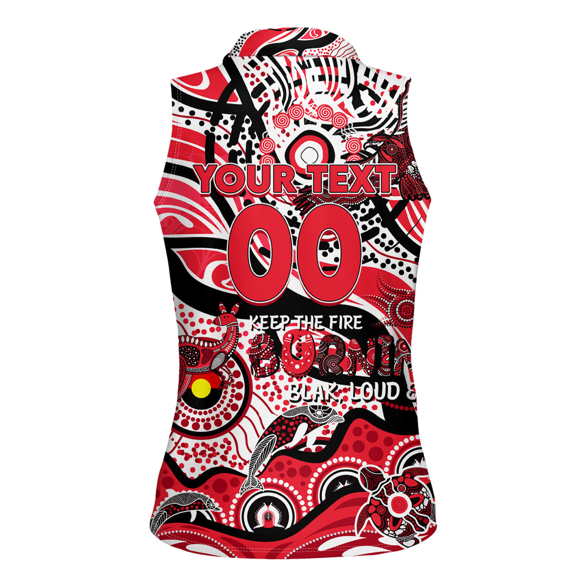 Custom NAIDOC Week 2024 Saints Women Sleeveless Polo Shirt Aboriginal Animals Keep The Fire Burning