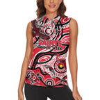 Custom NAIDOC Week 2024 Saints Women Sleeveless Polo Shirt Aboriginal Animals Keep The Fire Burning