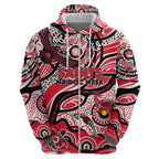 Custom NAIDOC Week 2024 Saints Zip Hoodie Aboriginal Animals Keep The Fire Burning