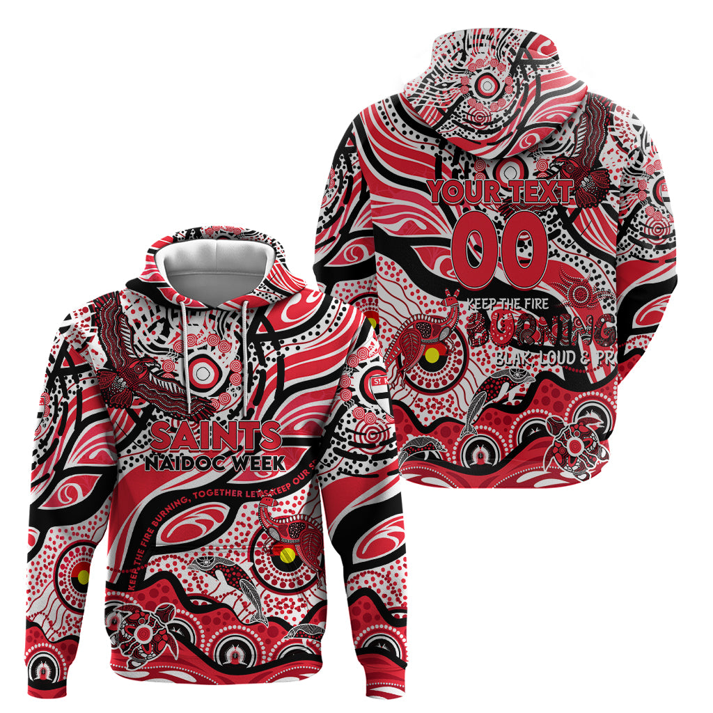 Custom NAIDOC Week 2024 Saints Zip Hoodie Aboriginal Animals Keep The Fire Burning
