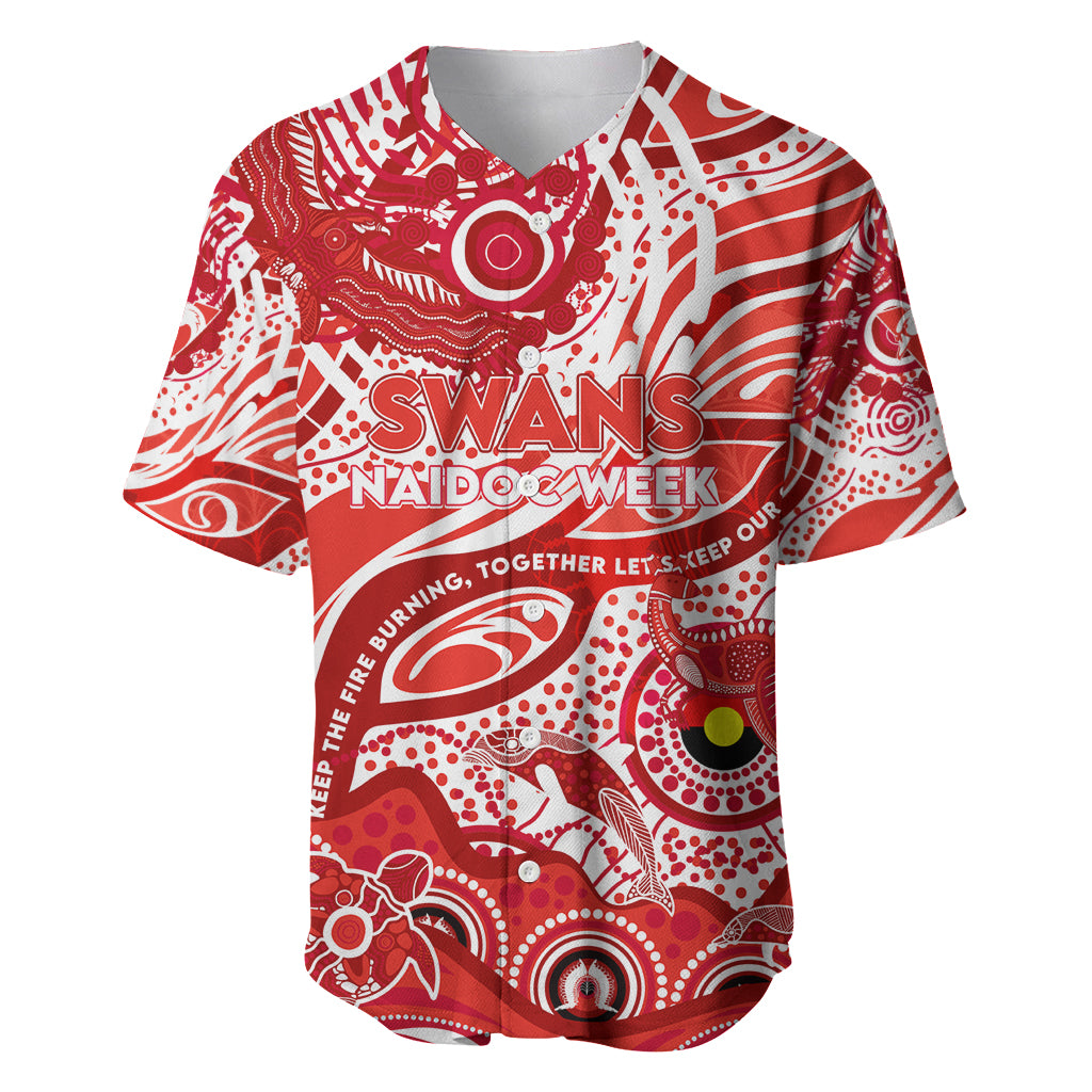 Custom NAIDOC Week 2024 Swans Baseball Jersey Aboriginal Animals Keep The Fire Burning