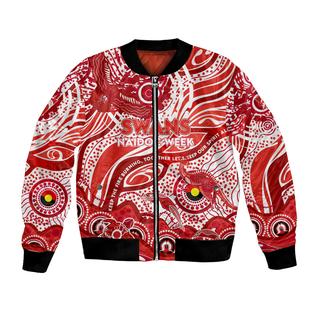 Custom NAIDOC Week 2024 Swans Bomber Jacket Aboriginal Animals Keep The Fire Burning