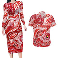 Custom NAIDOC Week 2024 Swans Couples Matching Long Sleeve Bodycon Dress and Hawaiian Shirt Aboriginal Animals Keep The Fire Burning