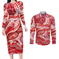 Custom NAIDOC Week 2024 Swans Couples Matching Long Sleeve Bodycon Dress and Long Sleeve Button Shirt Aboriginal Animals Keep The Fire Burning